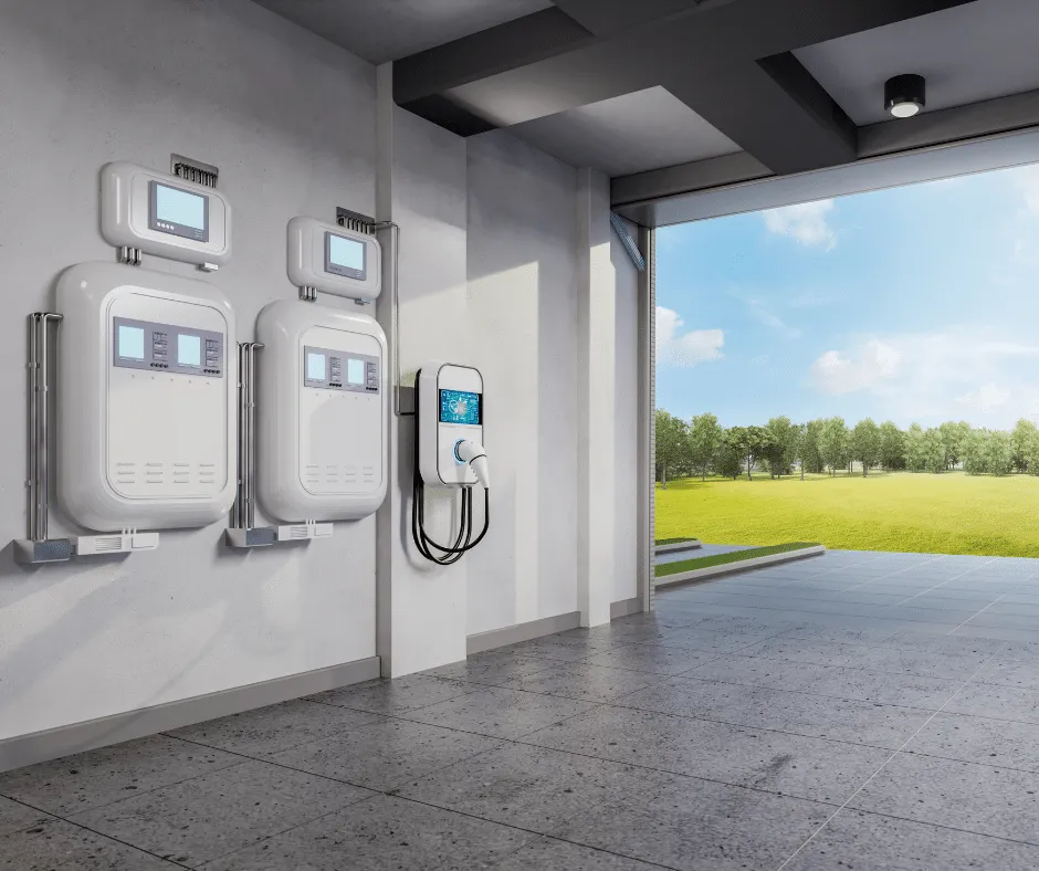 Level 2 EV charging setup in residential garage