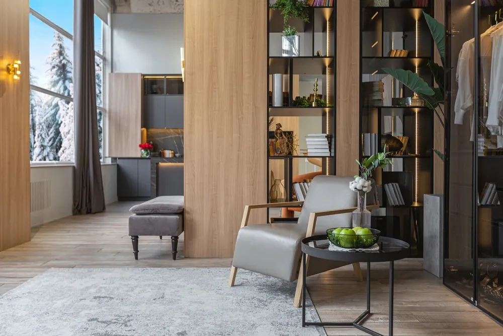 Layered interior lighting design in modern Council Bluffs home