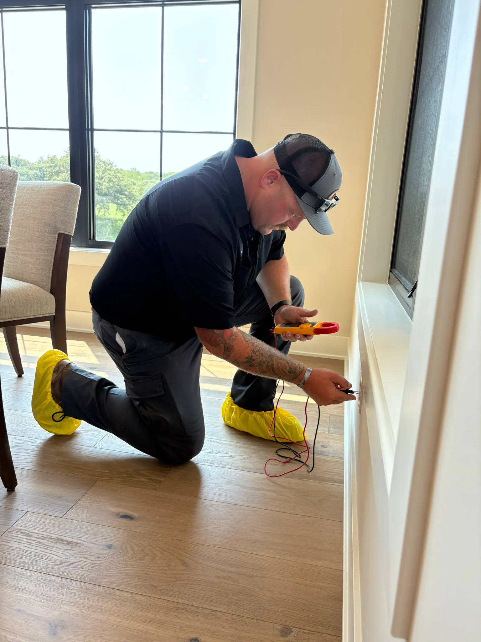 Whole-home surge protector installed at an electrical panel in Council Bluffs