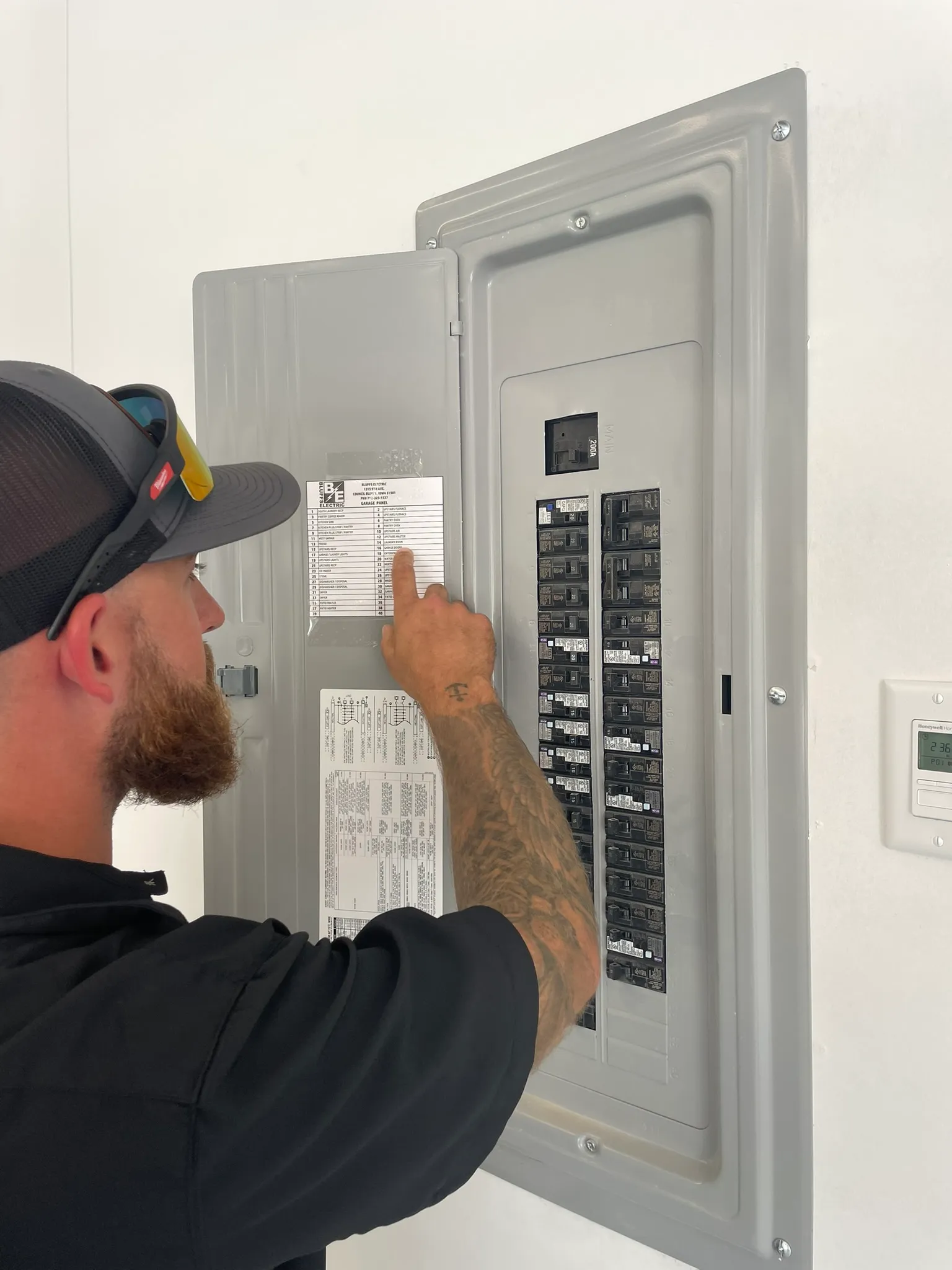 New 200-amp electrical panel installation completed by Bluffs Electric